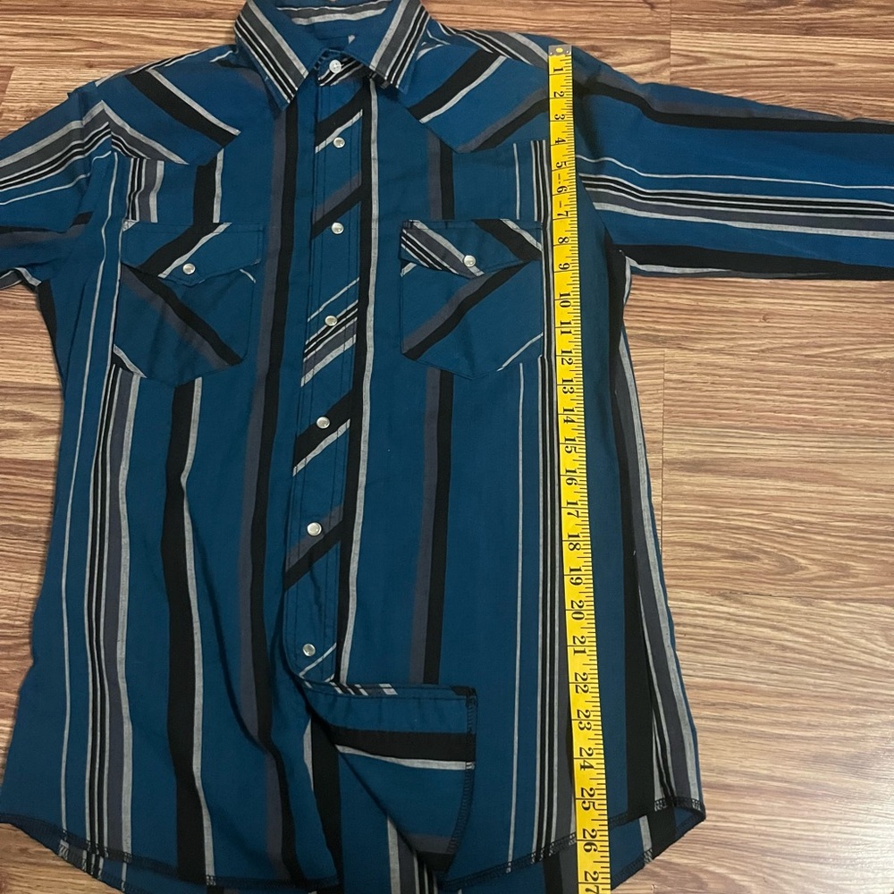 Wrangler blue/greenand Black Striped Western Shirt - Picture 7 of 7